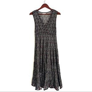 Max Studio Ditzy Floral Midi V-Neck sleeveless dress L